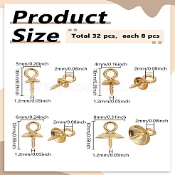 32Pcs 4 Styles 201 & 304 Stainless Steel Screw Eye Pin Peg Bails&nbsp;STAS-LP0005-22