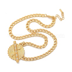 304 Stainless Steel Crystal Rhinestone Flat Round Pendant Twisted Chain Necklaces for Women&nbsp;LS-STAS-Z117-11G