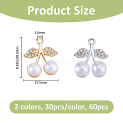 60Pcs 2 Colors Alloy Rhinestone Pendants&nbsp;FIND-FH0016-93