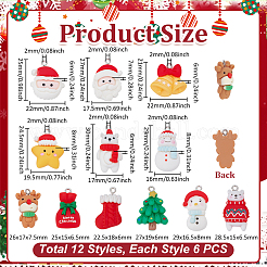 72Pcs 12 Styles Christmas Theme Opaque Resin Pendants&nbsp;RESI-UN0001-11