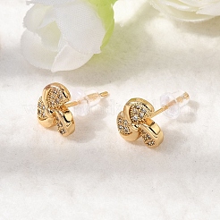 Brass Clear Cubic Zirconia Vortex Spiral Stud Earrings&nbsp;EJEW-A154-02G