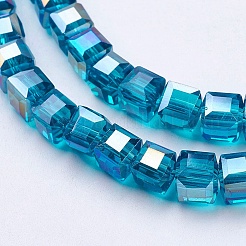 Electroplate Glass Beads Strands&nbsp;X-EGLA-R030-6x6mm-14