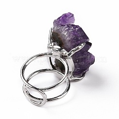 Natural Amethyst Nuggets Cuff Ring&nbsp;LS-RJEW-G271-01P-02