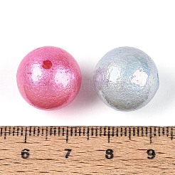 Textured Electroplate ABS Plastic Round Beads&nbsp;SACR-T017-73M