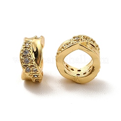 Criss Cross Rack Plating Brass Micro Pave Cubic Zirconia European Beads&nbsp;KK-C010-26