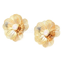 Brass Glass Stud Earrings&nbsp;EJEW-F391-06G-01