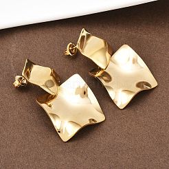 304 Stainless Steel Square Dangle Stud Earrings&nbsp;EJEW-K268-79A-G
