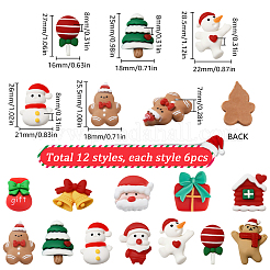 72Pcs 12 Styles Christmas Theme Opaque Resin Cabochons&nbsp;FIND-SC0011-35