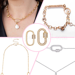 2Pcs 2 Styles Brass & Rhinestone & Cubic Zirconia Locking Carabiner&nbsp;KK-ME0004-97A