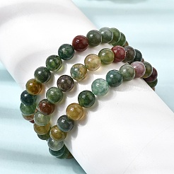8MM Natural Indian Agate Round Beaded Stretch Bracelets for Women&nbsp;GG-CBA3F02-08
