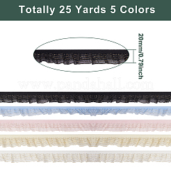 25 Yards 5 Colors Double Tiers Pleated Chiffon Polyester Ribbons&nbsp;ORIB-CW0001-01