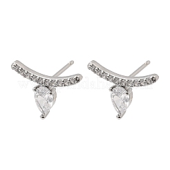 Brass Micro Pave Cubic Zirconia Stud Earrings&nbsp;EJEW-G471-14P-01