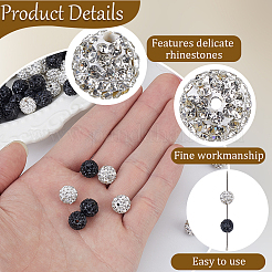 200Pcs 2 Colors Pave Disco Ball Beads&nbsp;RB-PA0001-10B