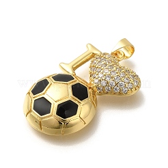 Rack Plating Brass with Cubic Zirconia Pendants and Enamel&nbsp;KK-Z086-04G