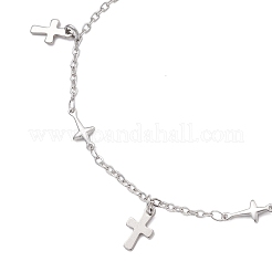 3Pcs 3 Styles 304 Stainless Steel Cross Link Chain Anklets&nbsp;AJEW-AN00739