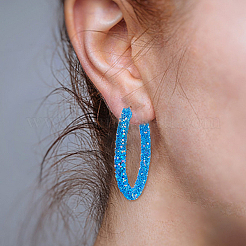 9 Pairs 9 Colors Sparkling Resin Big Hoop Earrings with Alloy Pins for Women&nbsp;EJEW-FI0002-13