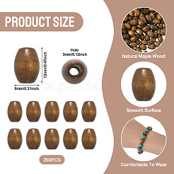 Spray Painted Natural Maple Wood Beads&nbsp;X-CD-TAC0003-01B