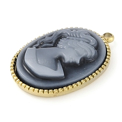 Opaque Resin Elegant Lady Cameo Pendants&nbsp;STAS-P366-45G
