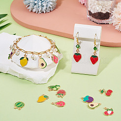 56Pcs 14 Styles Fruits Alloy Enamel Pendants&nbsp;FIND-TA0009-63