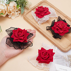4Pcs 2 Colors Silk Cloth Rose Lace Wrist Cuffs&nbsp;DIY-HY0002-34