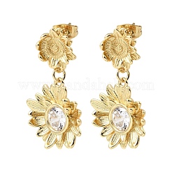 Brass Clear Cubic Zirconia Stud Dangle Stud Earrings&nbsp;EJEW-G473-07G