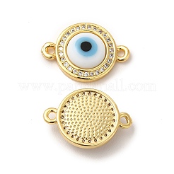Rack Plating Real 18K Gold Plated Brass Micro Pave Clear Cubic Zirconia Connector Charms&nbsp;ZIRC-L102-04G-07