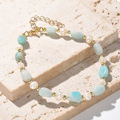 Natural Amazonite Beaded Bracelets&nbsp;X-BJEW-JB05265-03