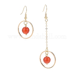 Natural Gemstone Round Beads Dangle Earrings&nbsp;EJEW-JE05141