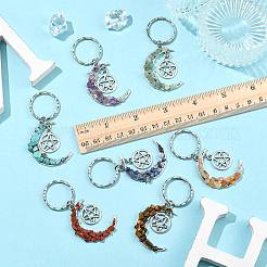 7Pcs Natural & Synthetic Mixed Stone Moon Keychains&nbsp;KEYC-FS00043