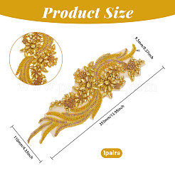 Flower & Leaf Glass Rhinestone Embroidery Cloth Sew on Appliques&nbsp;PATC-WH0008-131