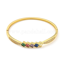 Brass Micro Pave Clear Cubic Zirconia Hinged Bangles&nbsp;BJEW-Z062-20G