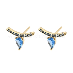 Brass Micro Pave Cubic Zirconia Stud Earrings&nbsp;EJEW-G471-14G-02