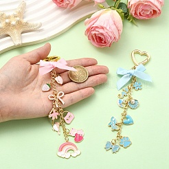 Alloy Enamel & ABS Plastic Pearl & Aluminium Curb Chains Pendant Decorations&nbsp;HJEW-YW00510