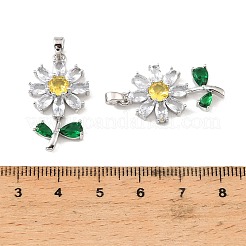 Brass & Clear Cubic Zirconia Pendants&nbsp;KK-G558-11P