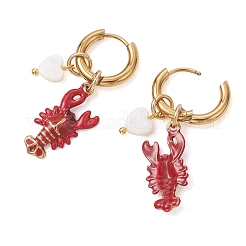 304 Stainless Steel Enamel Dangle Hoop Earrings&nbsp;EJEW-JE07245