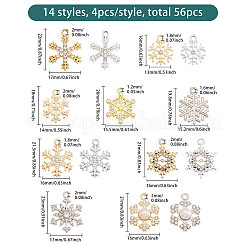 56Pcs 14 Styles Alloy Rhinestone Pendants&nbsp;FIND-CA0011-18
