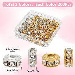 400Pcs 2 Colors Brass Rhinestone Spacer Beads&nbsp;RB-SP0001-06