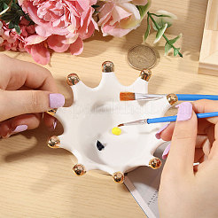 Porcelain Crown Shape Jewelry Plate&nbsp;DJEW-WH0039-120