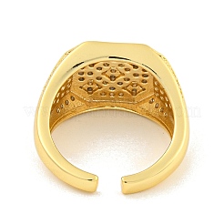 Rack Plating Square Brass Micro Pave Clear Cubic Zirconia Cuff Finger Rings&nbsp;RJEW-C103-16G