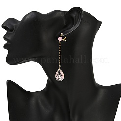 Glass & Dried Flower Teardrop Pendant Necklace & Stud Earring Sets&nbsp;SJEW-JS01340