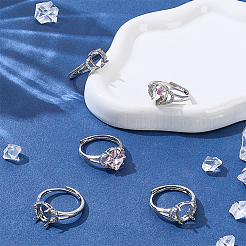 5Pcs Adjustable Brass Solitaire Ring Settings&nbsp;ZIRC-UN0001-19
