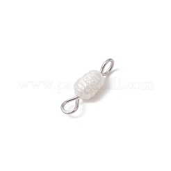 Natural Cultured Freshwater Pearl Potato Links Connector Charms&nbsp;PALLOY-JF04173-01