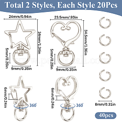 40Pcs 2 Styles Zinc Alloy Swivel Lobster Clasps&nbsp;FIND-SP0002-56A