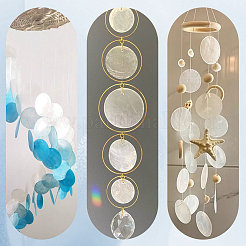 60Pcs 6 Style Flat Round Capiz Shell Pendants&nbsp;SSHEL-SC0001-45