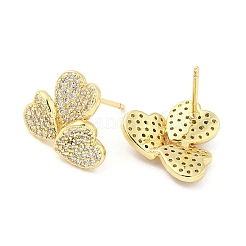Rack Plating Brass Micro Pave Clear Cubic Zirconia Stud Earrings for Women&nbsp;EJEW-M260-10G