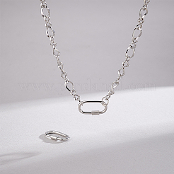 2Pcs Rhodium Plated 925 Sterling Silver Locking Carabiner Clasps&nbsp;STER-PH0002-42