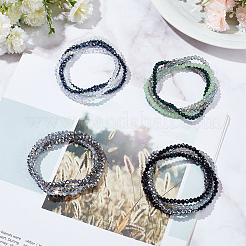 4 Sets 4 Color Sparkling Glass Beaded Stretch Bracelets Set&nbsp;BJEW-AN0001-67