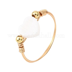 Natural Freshwater Shell with Copper Wire Finger Rings&nbsp;RJEW-JR00956