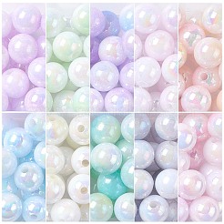 250Pcs 10 Colors Iridescent Plating Acrylic Beads&nbsp;MACR-CJ0001-66-1