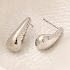 Rack Plating Teardrop Brass Stud Earrings&nbsp;EJEW-H143-18P-01